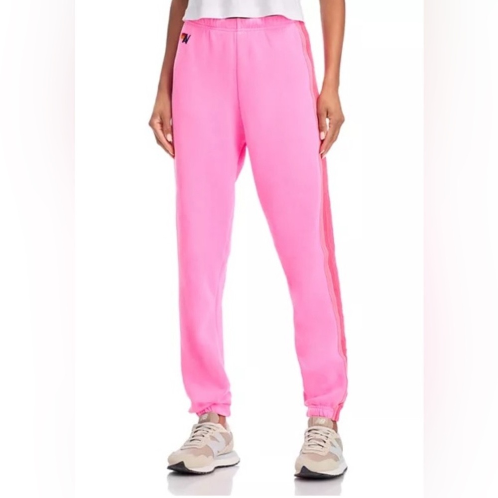 AVIATOR NATION Rainbow Stripe Sweatpants Joggers Pink Medium